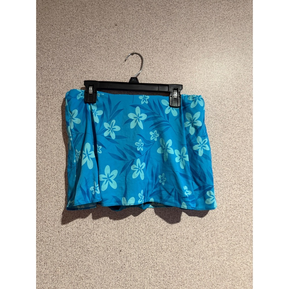 Cole of California Turquoise Floral Swim Skirt Built-in Brief Size 8 15223Q4